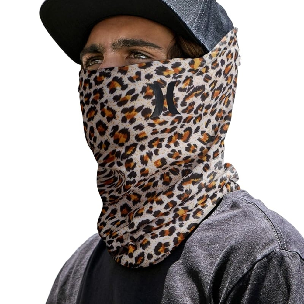 Hurley Multi-Functional Neck Gaiter in Stone Leopard, OSFM NWT
